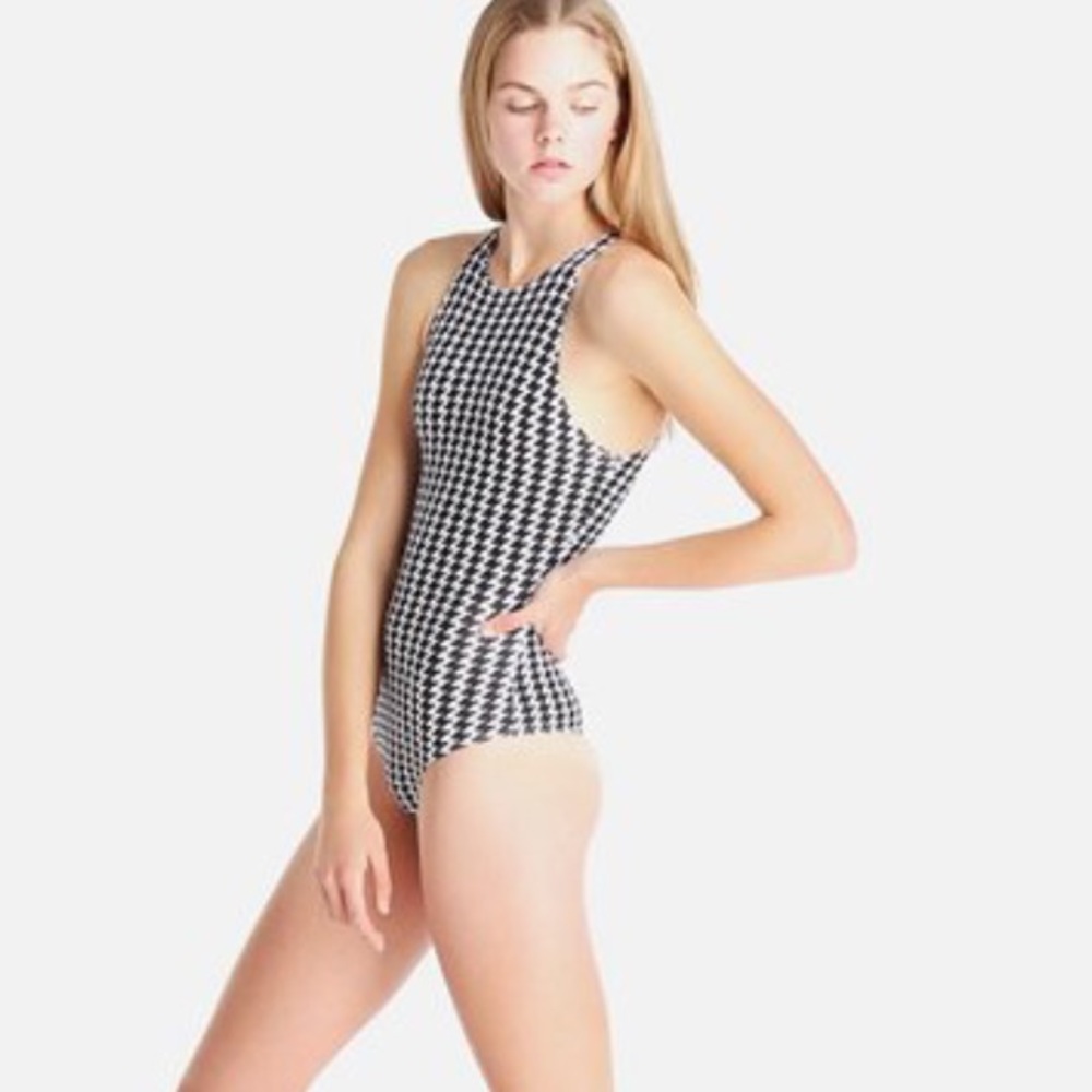 American Apparel Sleeveless Houndstooth Bodysuit
